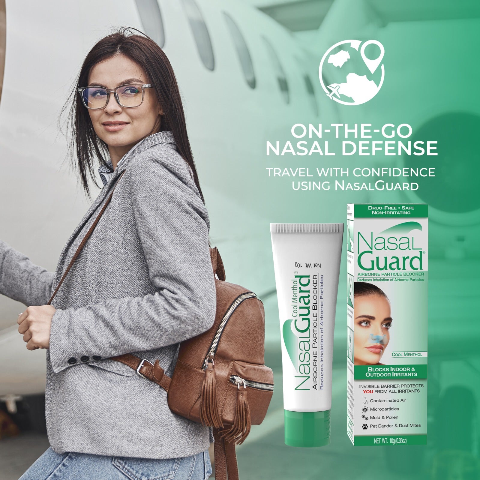 NasalGuard Airborne Particle Blocker, Nasal Gel | Cool Menthol | 10g Tube